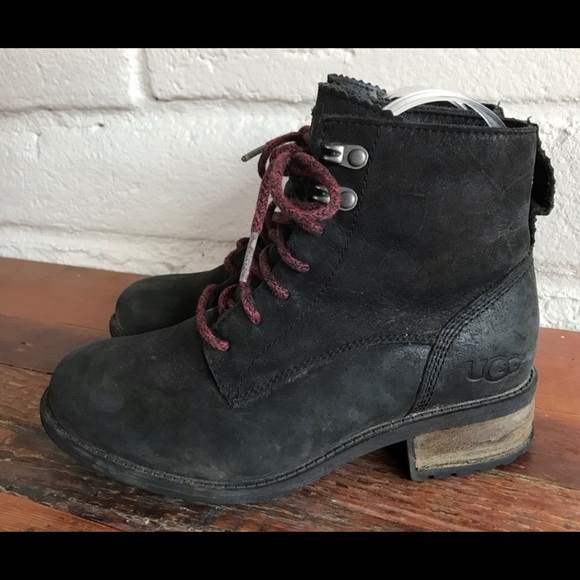 UGG Denhali Hiker Lined Lace Up Lug Boots Suede - Picture 5 of 6